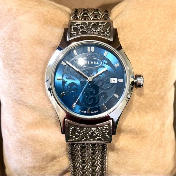 LOIS HILL Sterling Silver Watch Blue Face - Picture 5 of 13